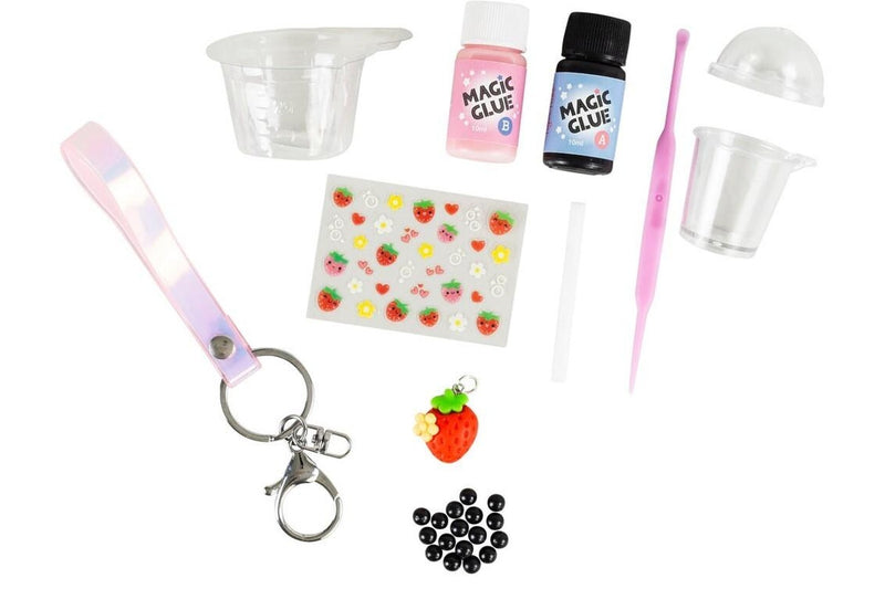 Tiger Tribe: Strawberry Bubble Tea - Bag Charm Kit