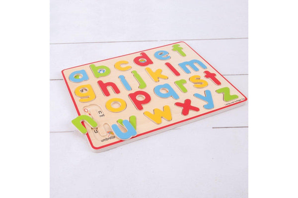 26pc Bigjigs Toys Wooden Inset Puzzle Lowercase Alphabet Kids Learning Toy 3+