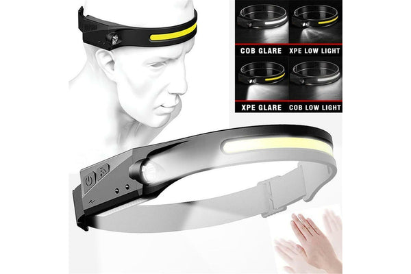 Ozstock LX200 LED Headlamp COB Wave Sensor 4 Lighting Modes USB Rechargeable Flashlight