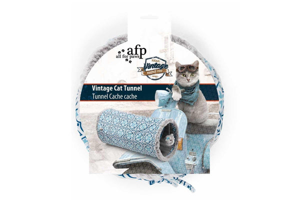 Cat Tunnel Crinkle Toys Grey Hide + Play Teaser For Indoor Outdoor Vintage Cat Toys