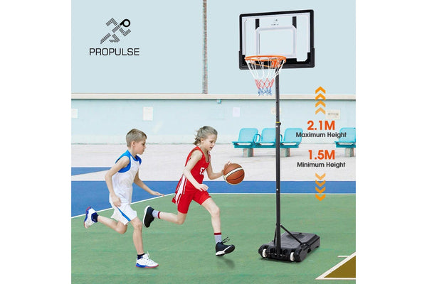 ProPulse Kids Basketball Hoop Stand Portable 1.5M-2.1M Height Adjustable