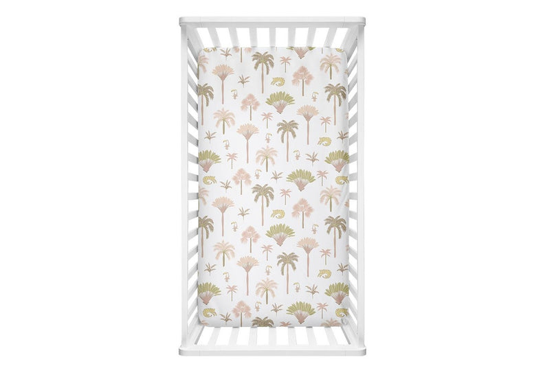 Lolli LivingBaby Infant Fitted Cot Sheet 100% Cotton Tropical Mia 75x135x19cm