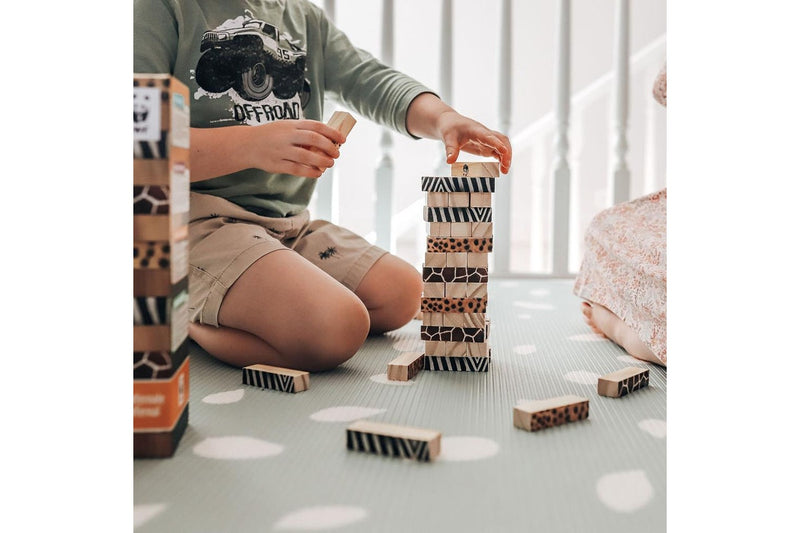 WWF Miombo Tumble Tower Kids Children Fun Play Wooden Blocks Stacking Toy 3y+