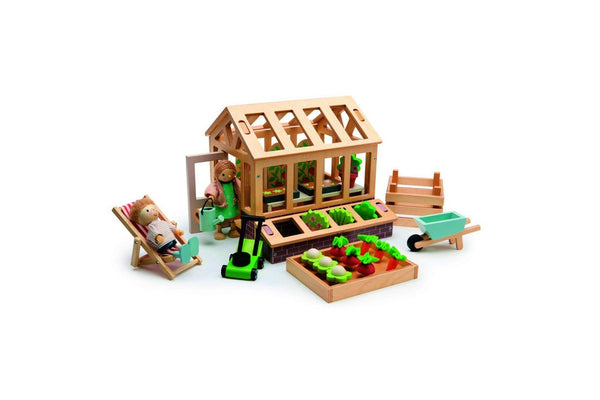 Tender Leaf Toys 48cm Greenhouse w Garden Wooden Toy Set Kids Children 3y+