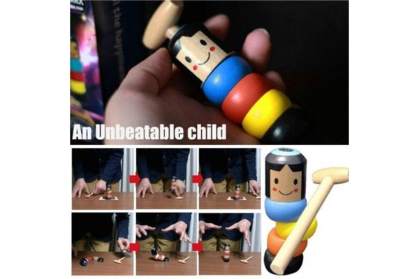 Indestructible Wooden Man Toy Street Stage Props Small People Interesting Toys Magic