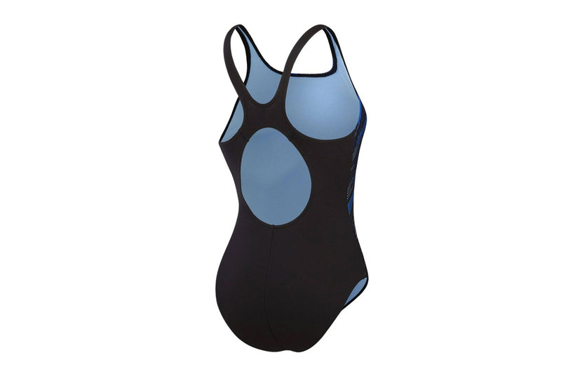 Speedo Womens/Ladies Hyperboom Placement Muscleback One Piece Swimsuit (Black/Blue) (32 in)