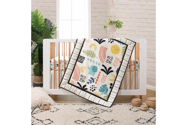 3pc The Peanutshell Boho Story Baby Crib Quilt Sheet Skirt Nursery Bedding Set