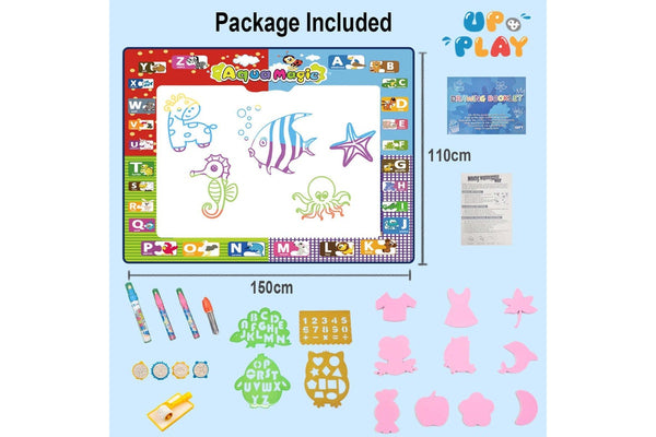 UPnPlay Kids 27 Piece Activity Play Mat with Drawing Board Magic Pen & Bonus Accessories - BEACH