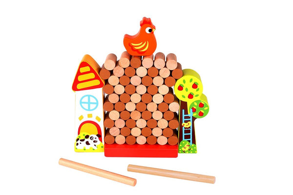 Tooky Toy Wood Blocks Farm Kid Children Interactive Creativity Stacking Game 3y+