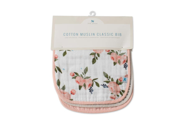 Little Unicorn: Muslin Classic Bib 3 Pack - Watercolour Roses