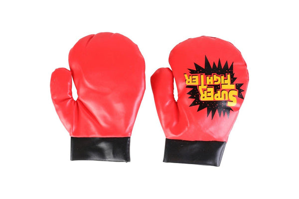 3pc Toys For Fun 32x10cm Super Fighter Boxing Gloves & Bag Set Kids Toy Red