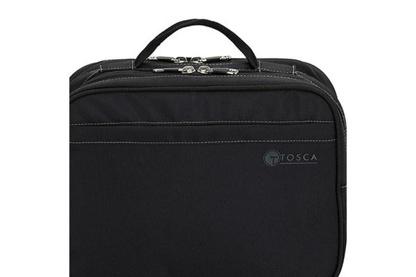 Tosca 13" 33cm Deluxe Trifold Toiletry Travel Bathroom Organiser Bag - Black