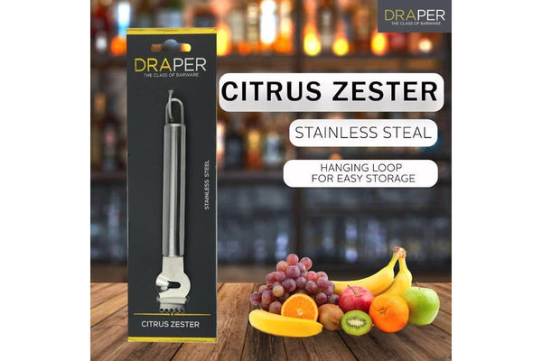 Draper Citrus Zester Stainless Steel For Lemon Orange Grapefruit Lime Easy Storage