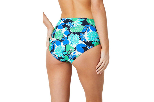 Gorgeous Womens/Ladies Bold Blooms Tummy Control Bikini Bottoms (Blue/White/Green) (8 UK)