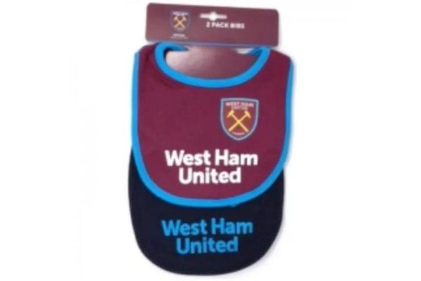 West Ham United FC Baby Contrast Trim Bibs (Pack of 2) (Claret/Sky Blue/Black) (One Size)