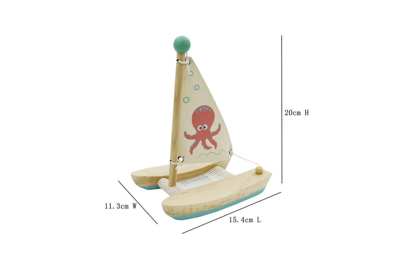 Kaper Kidz Wooden Catamaran Ship Outdoor Indoor Sailing Kids Play Toy 20cm 2+