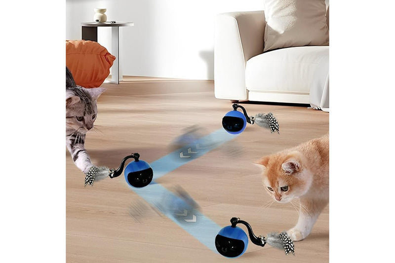 PETSWOL Interactive Cat Toy Ball with Remote Control - Blue