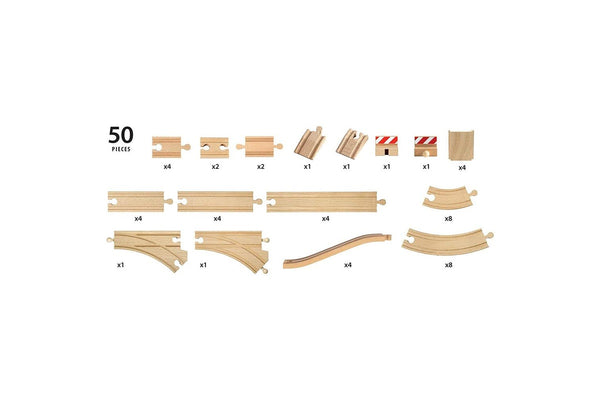 50pc Brio World Wooden Train Tracks Pack Play Set Kids Child Educational Toy 3y+