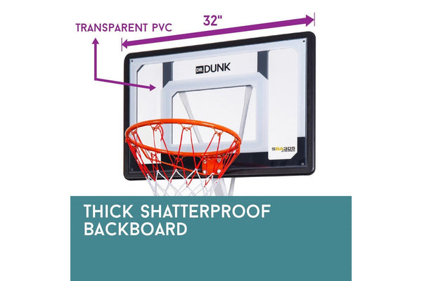 Dr.Dunk 2.6M Portable Basketball Hoop Stand System Height Adjustable Net Ring Slam Backboard Kids