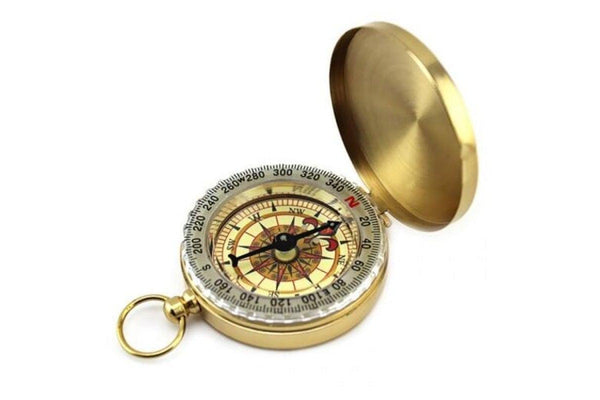 Deluxe Outdoor Compass Keychain For Hiking Camping Gold Compasses