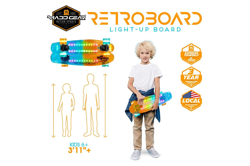 Madd Gear Light Up Retro Graphic Board - Orange / Teal