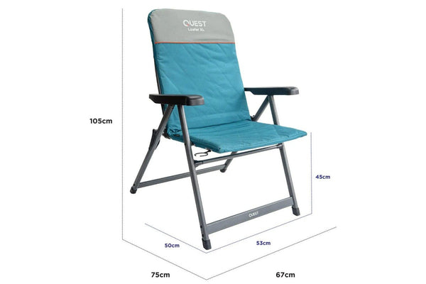 Quest Loafer 103cm Folding Camp Chair w Armrests Outdoor Camping Picnic XL Blue