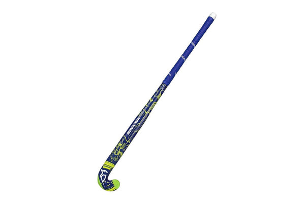 Kookaburra Voltage Wood 28'' Long Mid-Weight Field Hockey Stick Blue Yellow