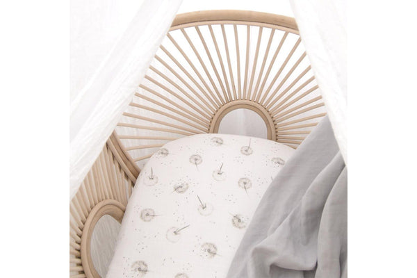 2pc Living Textiles Organic Cotton Muslin Bassinet Fitted Sheet Dandelion Grey