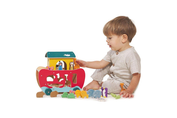 Tender Leaf Toys Noah's Shape Sorter Ark w 10 Animal Wooden Toy Set Kids 3y+