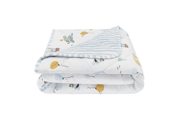 Living Textiles Reversible Cotton Jersey Cot Comforter Up Up & Away Stripes