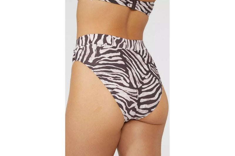 Gorgeous Womens/Ladies Zebra Print Mid Rise Bikini Bottoms (White/Brown) (20 UK)