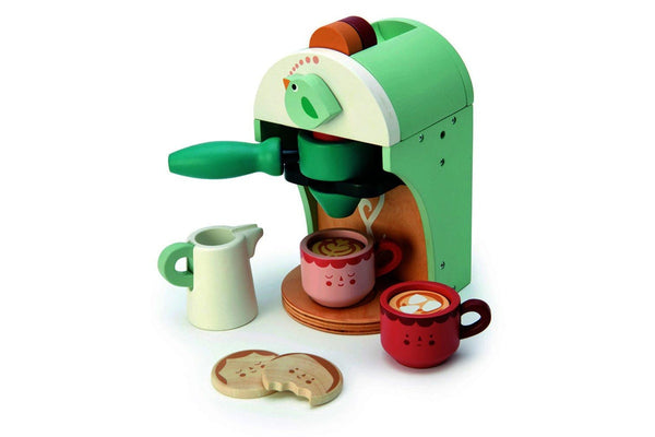 Tender Leaf Toys 15cm Babyccino Maker Coffee Wood Toy Pretend Play Set Kids 3y+