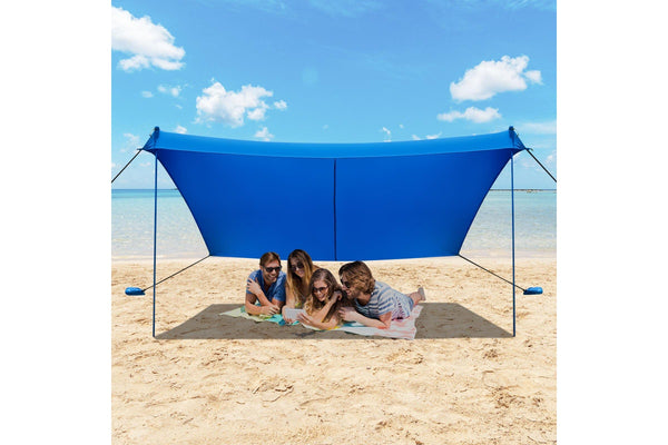 Giantex 3 x 2.8M Portable Beach Sunshade UPF 50+ Beach Shelter Camping Tent Outdoor w/Carrying Bag, Blue