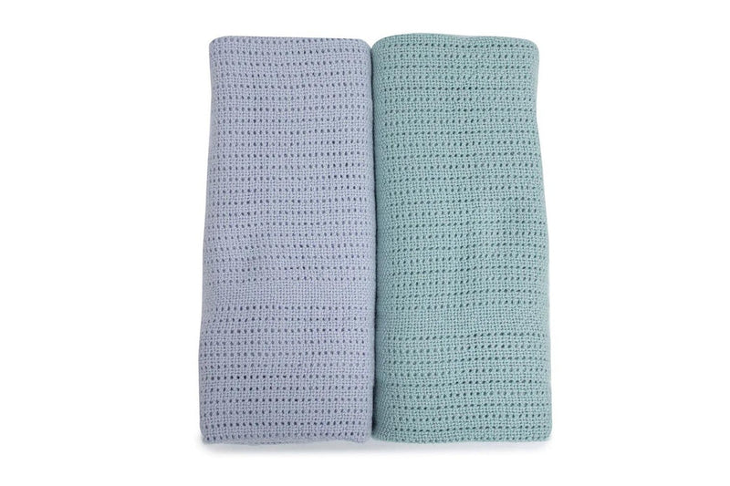 2PK Bubba Blue Nordic Bamboo 70x90cm Cellular Blanket Baby 0-12m Dusty Sky Mint