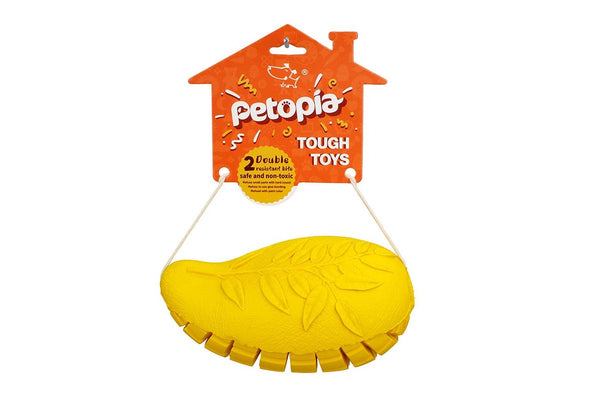 2x Petopia Ultra Tough 11cm Rubber Mango Magic Dog Toy Chew Treat Small Yellow