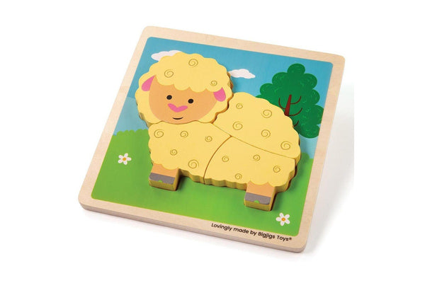 2x 4pc Bigjigs Toys 15cm Pig & Sheep Lift Out Kids Puzzle Wooden Toy Combo 10m+