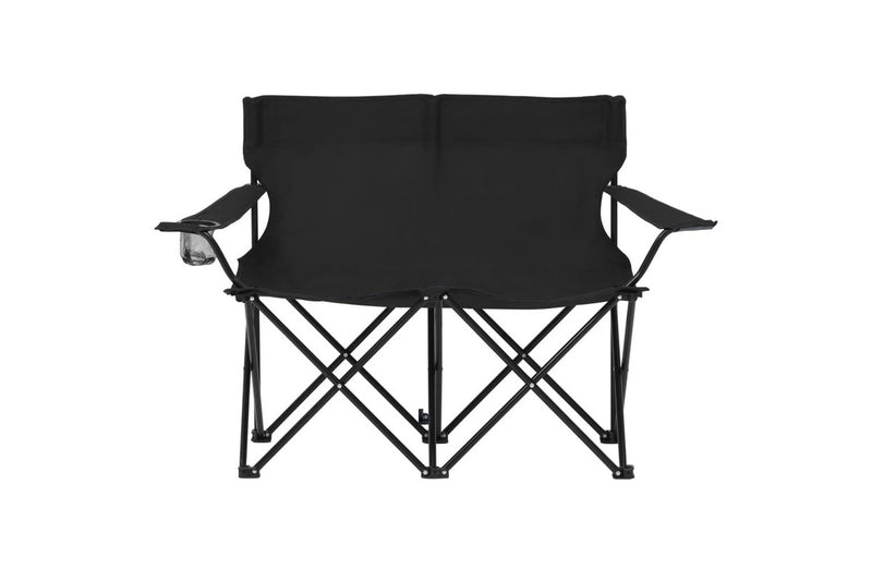 2-Seater Foldable Camping Chair Steel and Fabric Black vidaXL