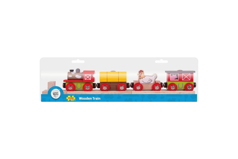 Bigjigs Rail 30cm Farmyard Train Kids Children Interactive Wooden Toy Set 3y+