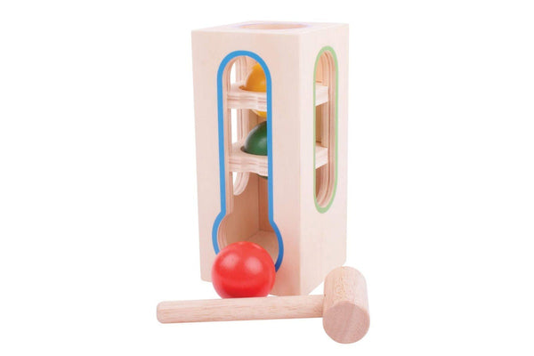 5pc Bigjigs Toys 19cm Wooden Ball Fall w Hammer Kids Children Play Toy 2y+