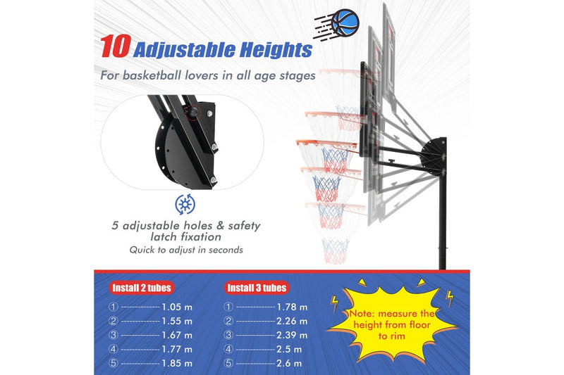 Costway Portable Basketball Hoop System Stand Heavy Duty Basketball Ring Adjustable w/Wheels Weight Bag Outdoor