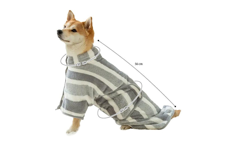 PETSWOL Small Dog Bath Robe - Striped