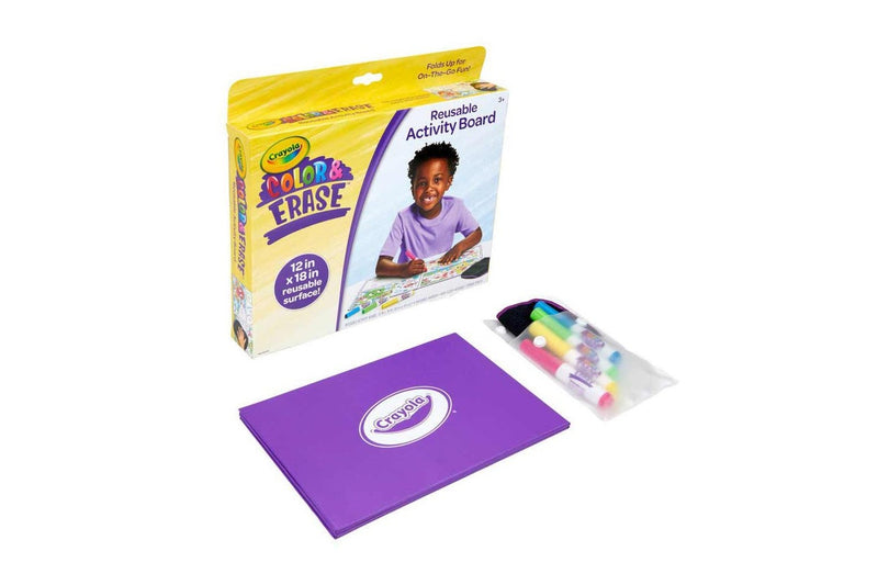 Crayola Colour & Erase 30x45cm Reusable Activity Board w Marker Kids Child 3y+