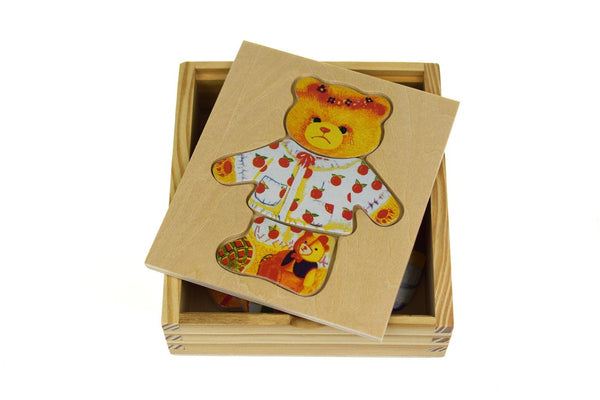 Kaper Kidz Dressing Bear Boy Bear Girl Wooden Blocks Children's Toy Combo 18m+