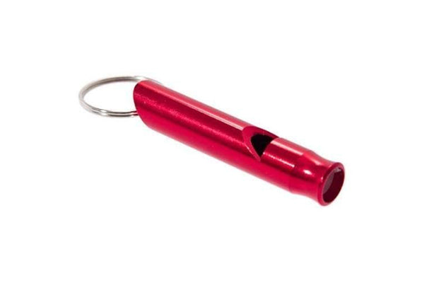 Camp Safety Equipment Durable Aluminium Alloy Long Whistle With Metal Ring For Camping Hiking Outdoor Survival Red Safety Whistles