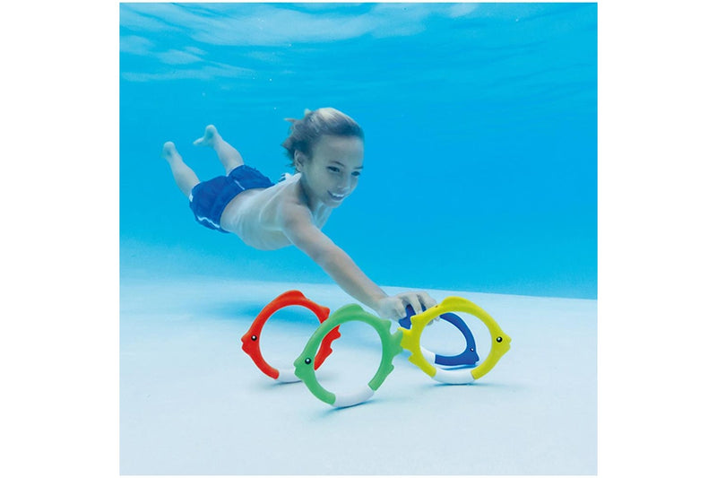 8pc Intex Underwater Sinking Fish Rings 6m+ Kids Swim Pool Diving Toys Water Fun