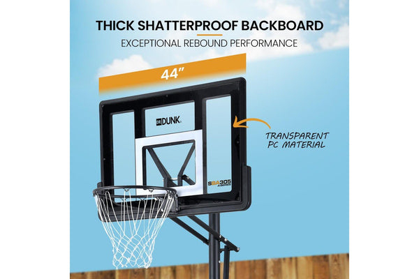 DR. DUNK Portable Basketball Hoop Stand System, Full Size 2.45m to 3.05m Height Adjustable