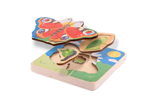 4pc Bigjigs Toys 15cm Lifecycle Layer Jigsaw Puzzle Butterfly Wooden Toy 18m+