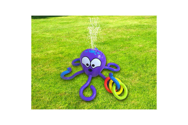 Airtime 90x40cm Octopus Sprinkler & Tossing Game Kids Outdoor Toy w Rings 3y+