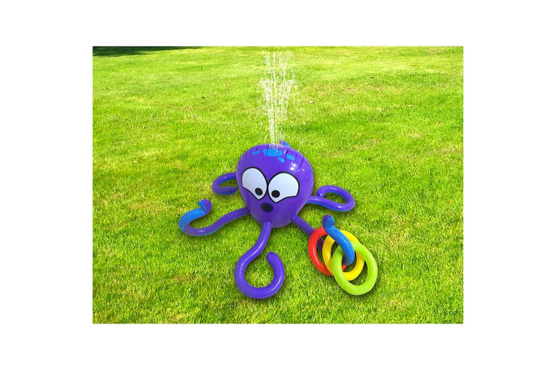 Airtime 90x40cm Octopus Sprinkler & Tossing Game Kids Outdoor Toy w Rings 3y+