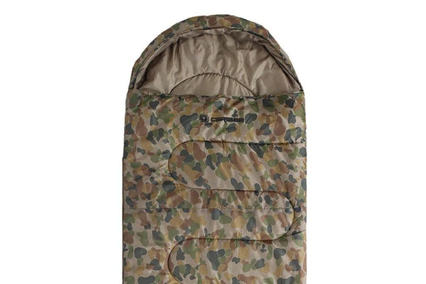 Caribee 230cm +5 Back Country Nylon Outdoor Camp Sleeping Bag Jumbo Size 5 Camo